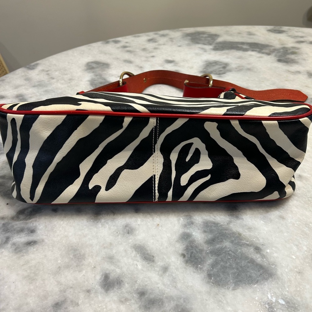 Dooney & Bourke Zebra Print Hobo Shoulder Bag - Black and Red Accents - Picture 3 of 7